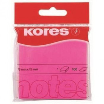 Karteczki samoprzylepne Kores Neon 75x75 różowy