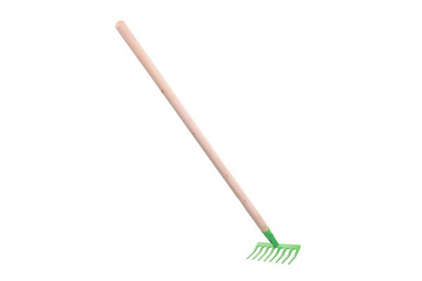 Zielone grabie z trzonkiem do metalu/drewna 80cm
