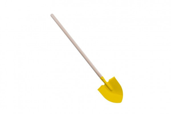 Żółta szpiczasta szpadel z uchwytem metal/drewno 80cm narzędzie