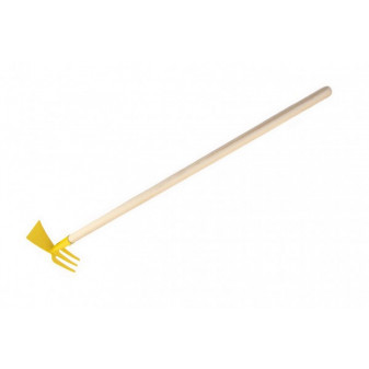 Motyka/Motyka dwustronna żółta z uchwytem metal/drewno 80 cm narzędzie