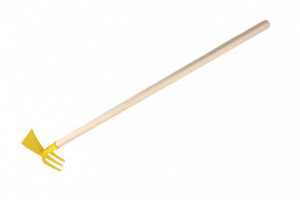 Motyka/Motyka dwustronna żółta z uchwytem metal/drewno 80 cm narzędzie