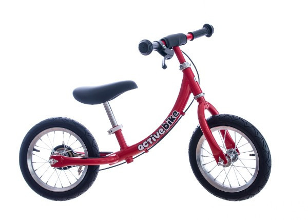 Rowerek biegowy czerwony metalowy 12' ładowność 30kg w pudełku 73x33x18cm Active Bike 2+