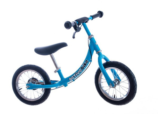 Rowerek biegowy niebieski metalowy 12' ładowność 30kg w pudełku 73x33x18cm Active Bike 2+