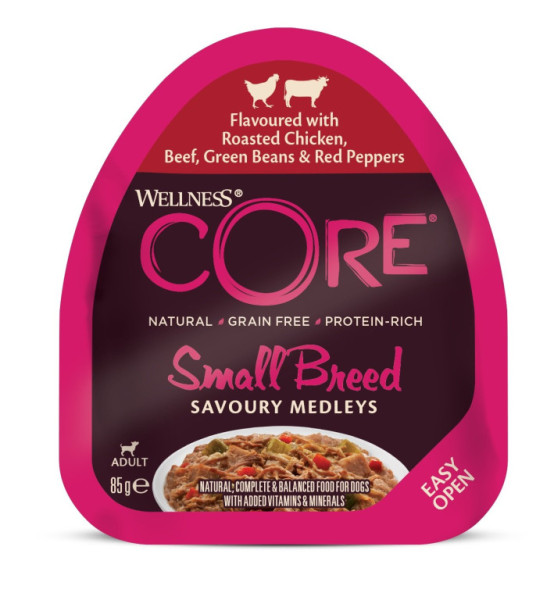 Konserwy Wellness Core Dog Savory Medleys Adult Mały kurczak, wołowina, fasola i papryka 85g