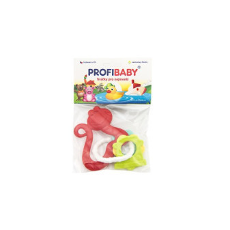 Gryzak gumowy + zawieszki 12cm 5 rodzajów w woreczku 0m+