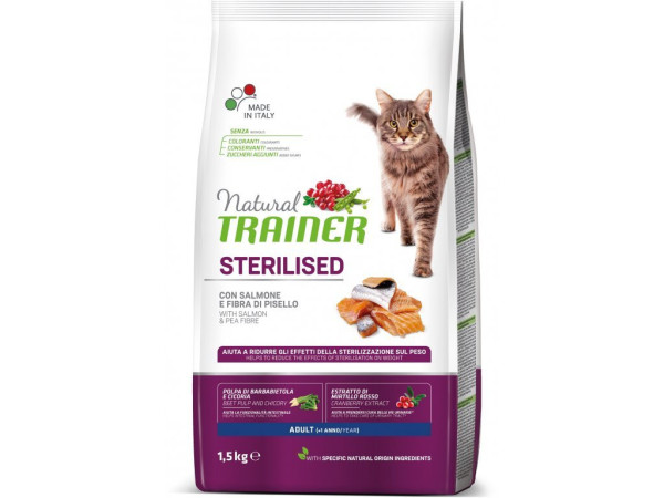 TRAINER Natural Cat Łosoś STERYLIZOWANY 1,5kg