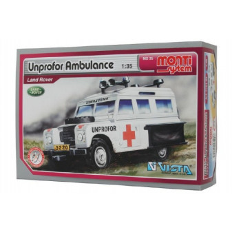 Zestaw Monti System MS 35 Unprofor Ambulance Land Rover 1:35 w pudełku 22x15x6cm