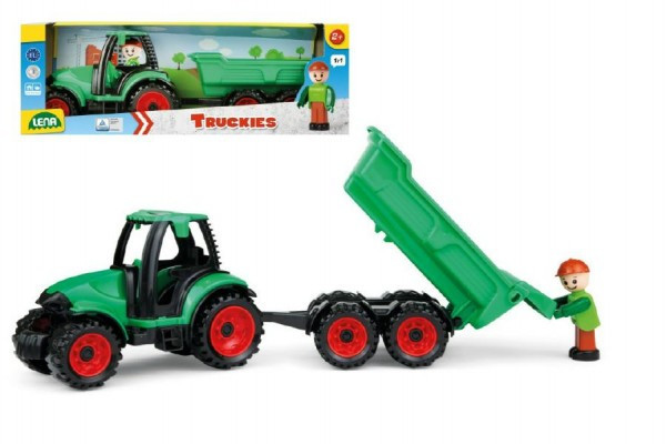 Ciągnik Auto Truckies z bocznicą plastikową 32cm z figurką w pudełku 24m+