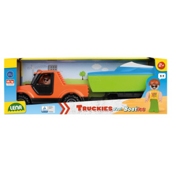 Samochód Truckies pickup z wózkiem i łódką plastik 35cm z figurką w pudełku 24m+