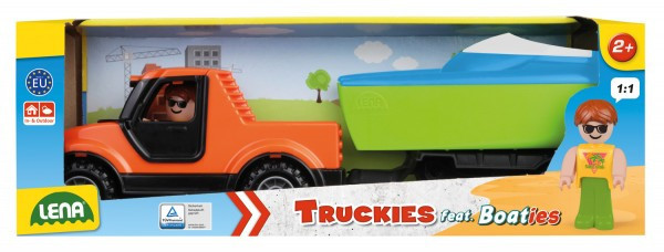 Samochód Truckies pickup z wózkiem i łódką plastik 35cm z figurką w pudełku 24m+