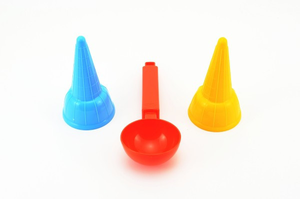 Zestaw do lodów - 2x rożek + plastikowa łyżka z oczkami 8x18cm