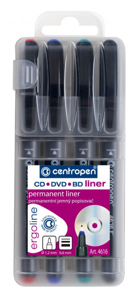Marker Centropen 4616 na CD/DVD zestaw 4 szt szer. 0,6mm