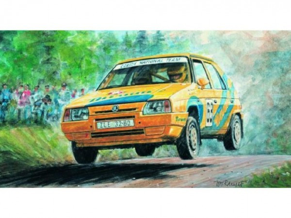 Model Kliklak Škoda Favorit Rallye 96 13,5x6,7cm w pudełku 25x14,5x4,5cm