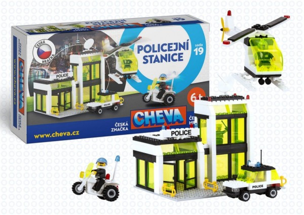 Zestaw budowlany Cheva 19 Posterunek policji plastik 335 szt w pudełku 45x30x5cm