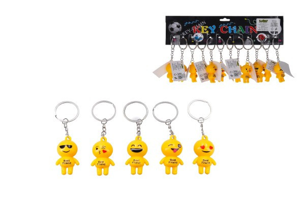Brelok do kluczy buźka uśmiechnięta metal/plastik 9cm 6 rodzajów