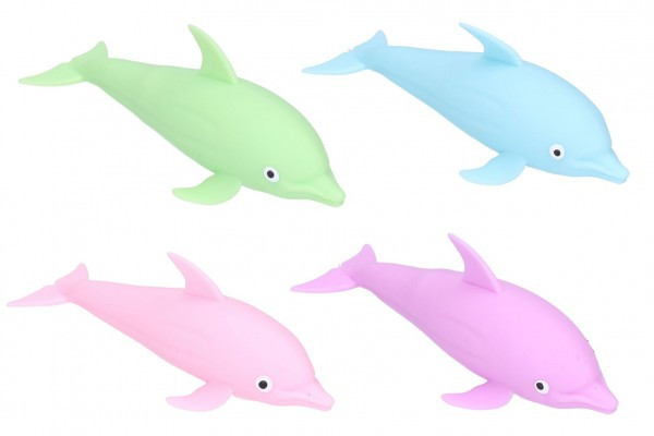 Delfinek antystresowy świecący silikon 16 cm zasilany bateriami 4 kolory