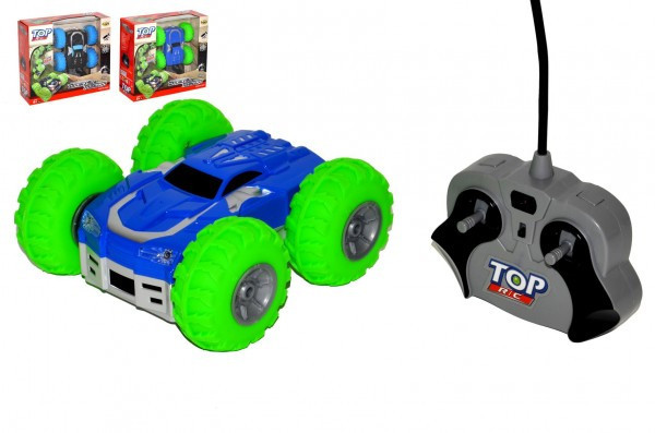 Samochód RC Tornado wyczyn kaskaderski plastikowy 15cm 24MHz ze światłem na bat. 2 kolory w pudełku 28x26x
