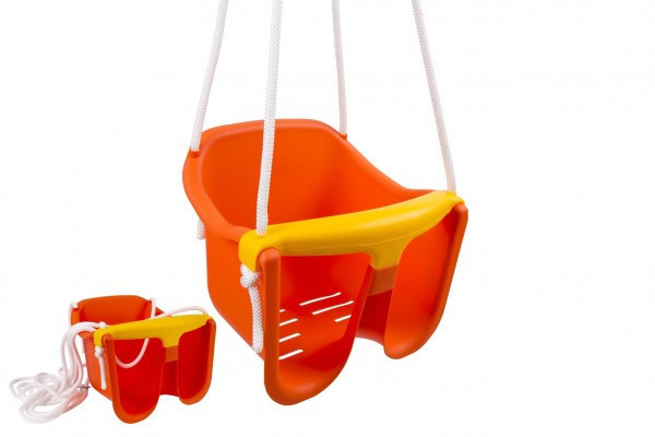 Huśtawka dla dzieci pomarańczowa plastikowa 33x24x28cm nośność 25kg netto 12m+