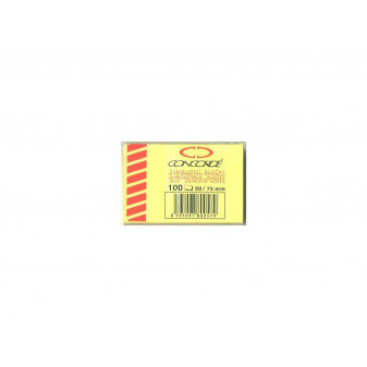 CONCORDE Blok karteczek samoprzylepnych żółty, 50x75mm, 100 kartek A1001
