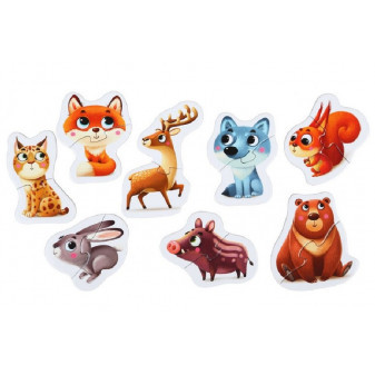 Zwierzęta leśne - puzzle edukacyjne 8 zwierząt - 16 części