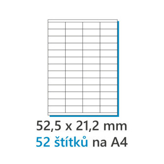 Etykieta 52,5x21,2mm/100szt, A4 biała, Etykiety 1/52