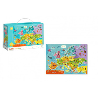 Puzzle Mapa Europy 64x46cm 100 elementów w pudełku 28x18,5x6,5cm