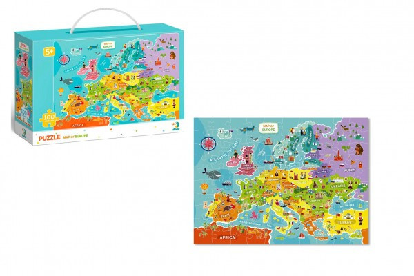 Puzzle Mapa Europy 64x46cm 100 elementów w pudełku 28x18,5x6,5cm