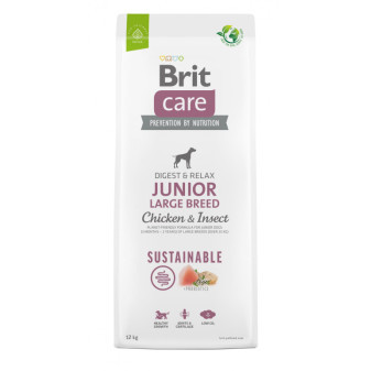 Brit Care Dog Sustainable Junior Large Breed - kurczak i owad, 12kg