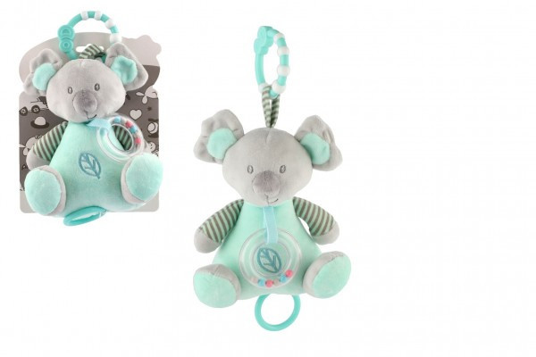 Grzechotka Miś Koala pluszowa firanka 19cm do łóżeczka/wózka. nat. automat zielony na karcie w torbie