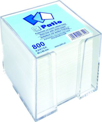 Nieklejona biała kostka w plastikowej tacy, 8x8, 800 ark