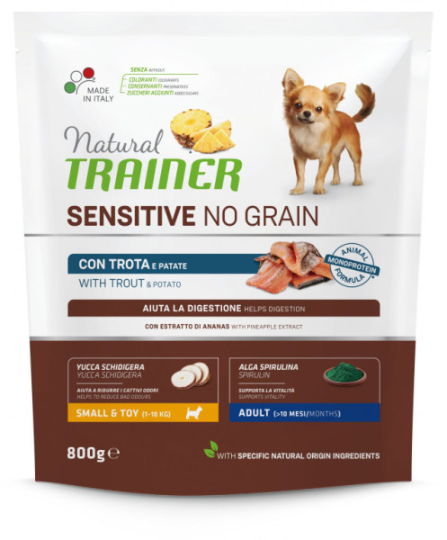 Trainer Natural Sensitive pies BEZ ZBÓŻ MINI Pstrąg 800g