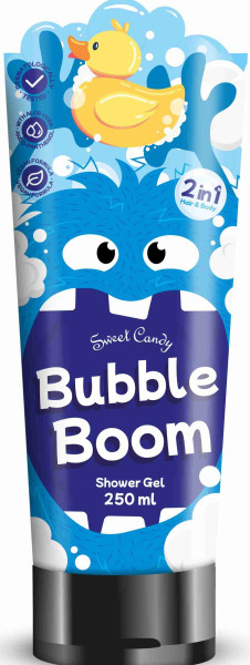 Sweet Candy Vegan 2w1 Bubble Boom szampon i żel pod prysznic dla dzieci, 250 ml