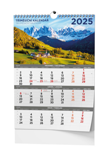 Kalendarz ścienny - Trzy miesiące - A3 - Zdjęcie
