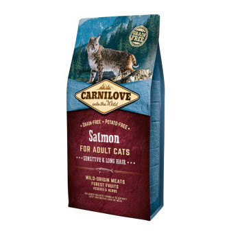 Carnilove Cat Bezzbożowa karma z łososiem dla dorosłych, wrażliwa i długowłosa 6kg