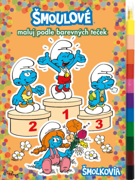 Kolorowanka A5 Smerfy Maluj kolorowymi kropkami