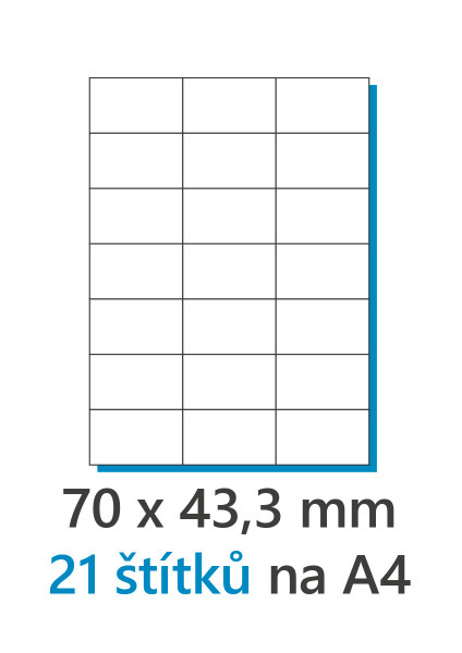 Etykieta 70x42,3mm/100szt, A4 biała, Etykiety 1/21