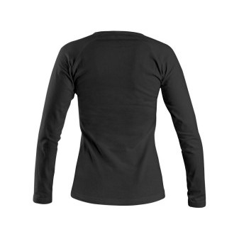 T-shirt CXS MARY, damski, dekolt V, długi rękaw, czarny
