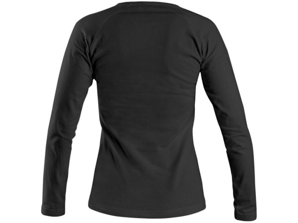 T-shirt CXS MARY, damski, dekolt V, długi rękaw, czarny