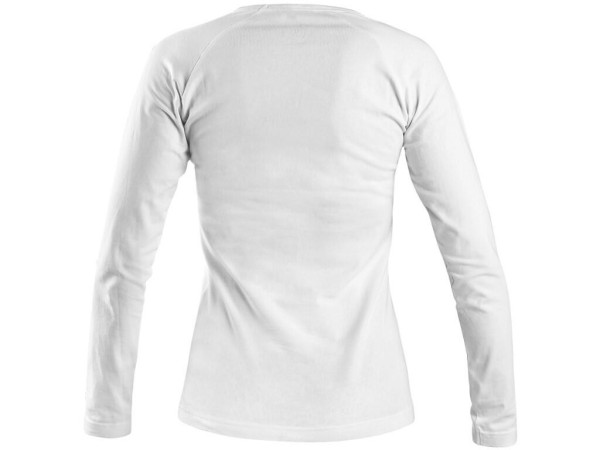 T-shirt CXS MARY, damski, dekolt V, długi rękaw, biały, rozmiar XL