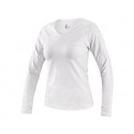 T-shirt CXS MARY, damski, dekolt V, długi rękaw, biały, rozmiar XL