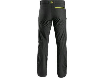 Spodnie softshell CXS AKRON, czarne z żółto-pomarańczowymi dodatkami HV, rozmiar 52
