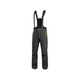Spodnie zimowe softshell CXS TRENTON, męskie, czarne z żółto-pomarańczowymi dodatkami HV