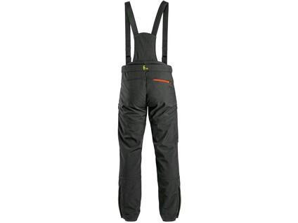 Spodnie zimowe softshell CXS TRENTON, męskie, czarne z dodatkami żółto-pomarańczowymi HV, rozmiar 58
