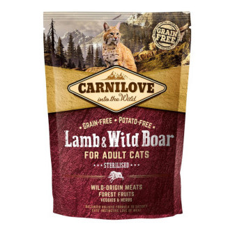 Carnilove Cat bezzbożowa jagnięcina i dzik Adult sterylizowana 400g