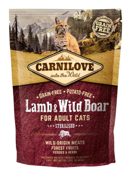Carnilove Cat bezzbożowa jagnięcina i dzik Adult sterylizowana 400g