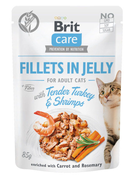 Torebka Brit Care Filety z Kota w Galarecie z Delikatnym Indykiem i Krewetkami 85 g