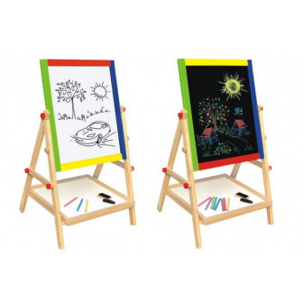 Deska drewniana dwustronna magnetyczna czarno/biała z akcesoriami w pudełku 39x50x5,5cm
