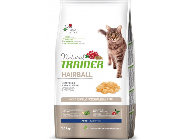 TRAINER Natural Cat HAIRBALL kurczak 1,5kg