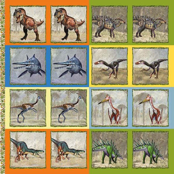 Gra pamięciowa w zeszycie ćwiczeń „Dinozaury”