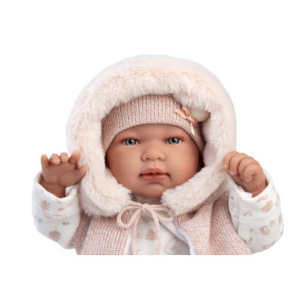 Llorens 84486 NEW BORN - realistyczna lalka bobas z dźwiękami i korpusem z materiału - 44 cm